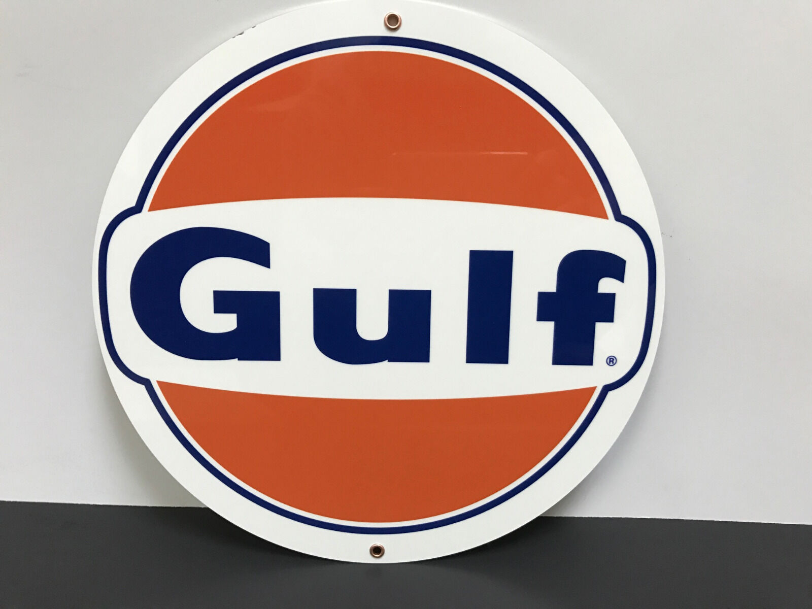 Gulf gasoline racing vintage sign round
