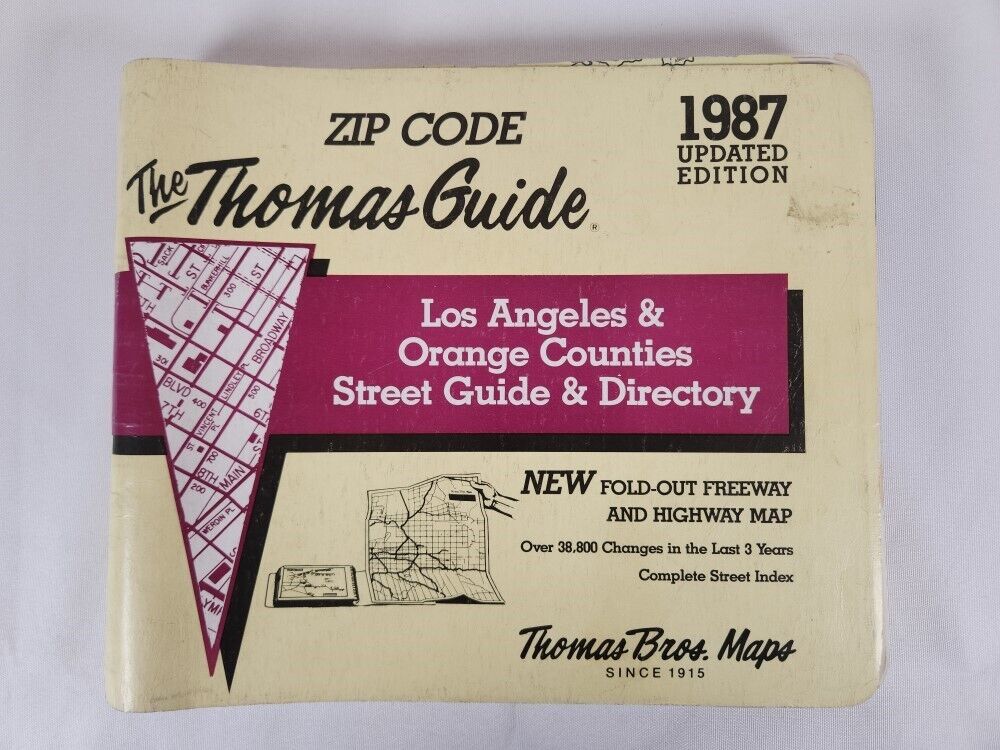 Thomas Guide 1987 Los Angeles & Orange Counties Street Guide ~ Thomas Bros