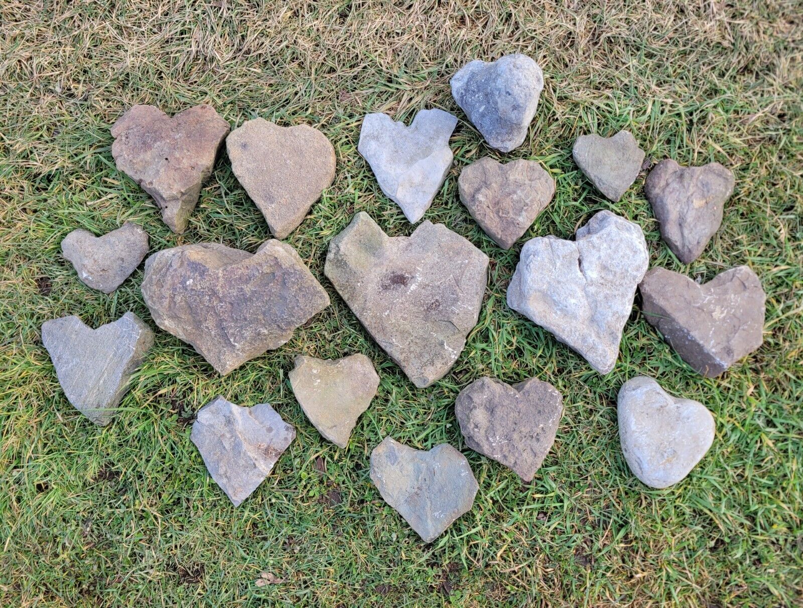 Large Natural Heart Shaped Rock Collection