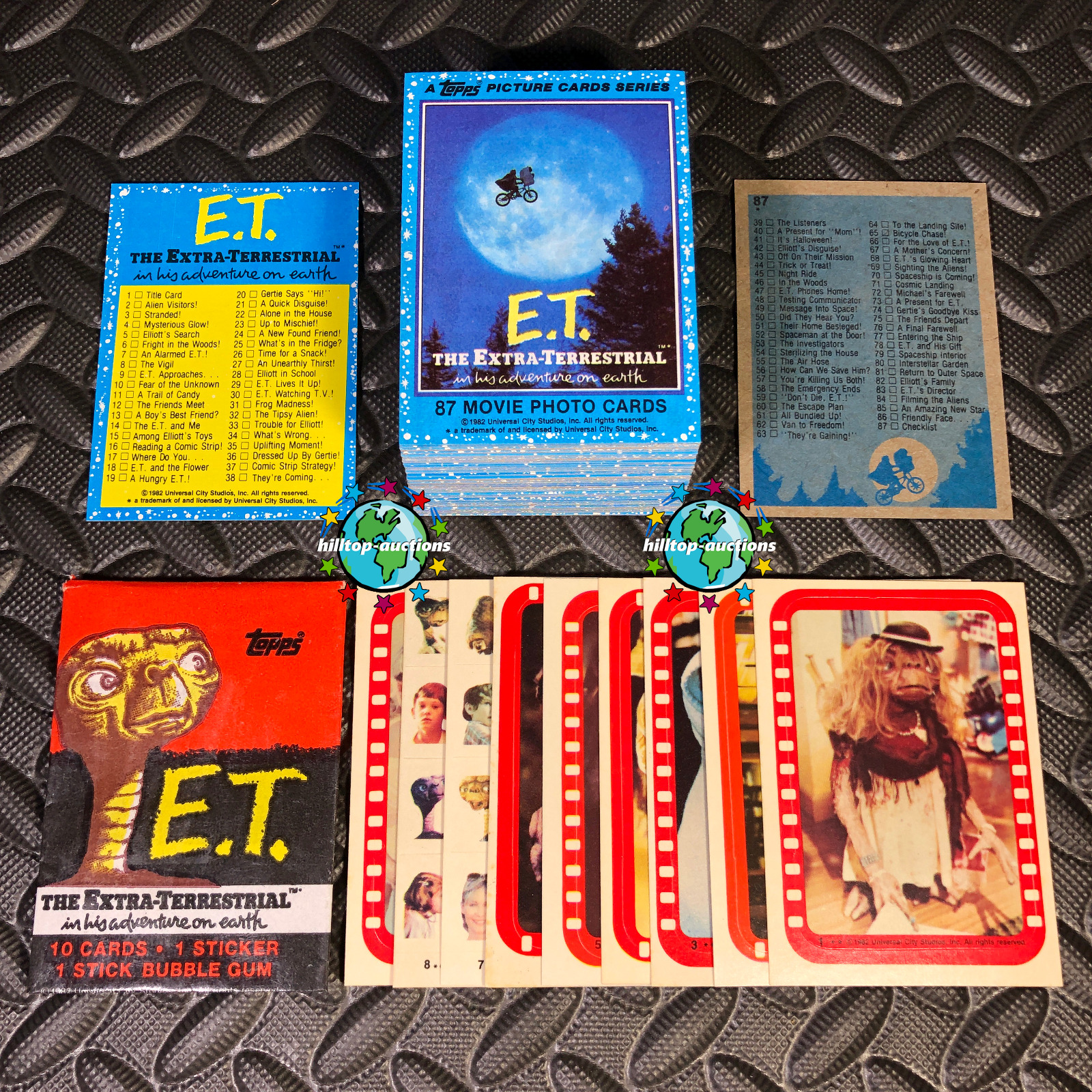 TOPPS 1982 E.T. EXTRA-TERRESTRIAL COMPLETE 87-TRADING CARD/9-STICKER SET WRAPPER