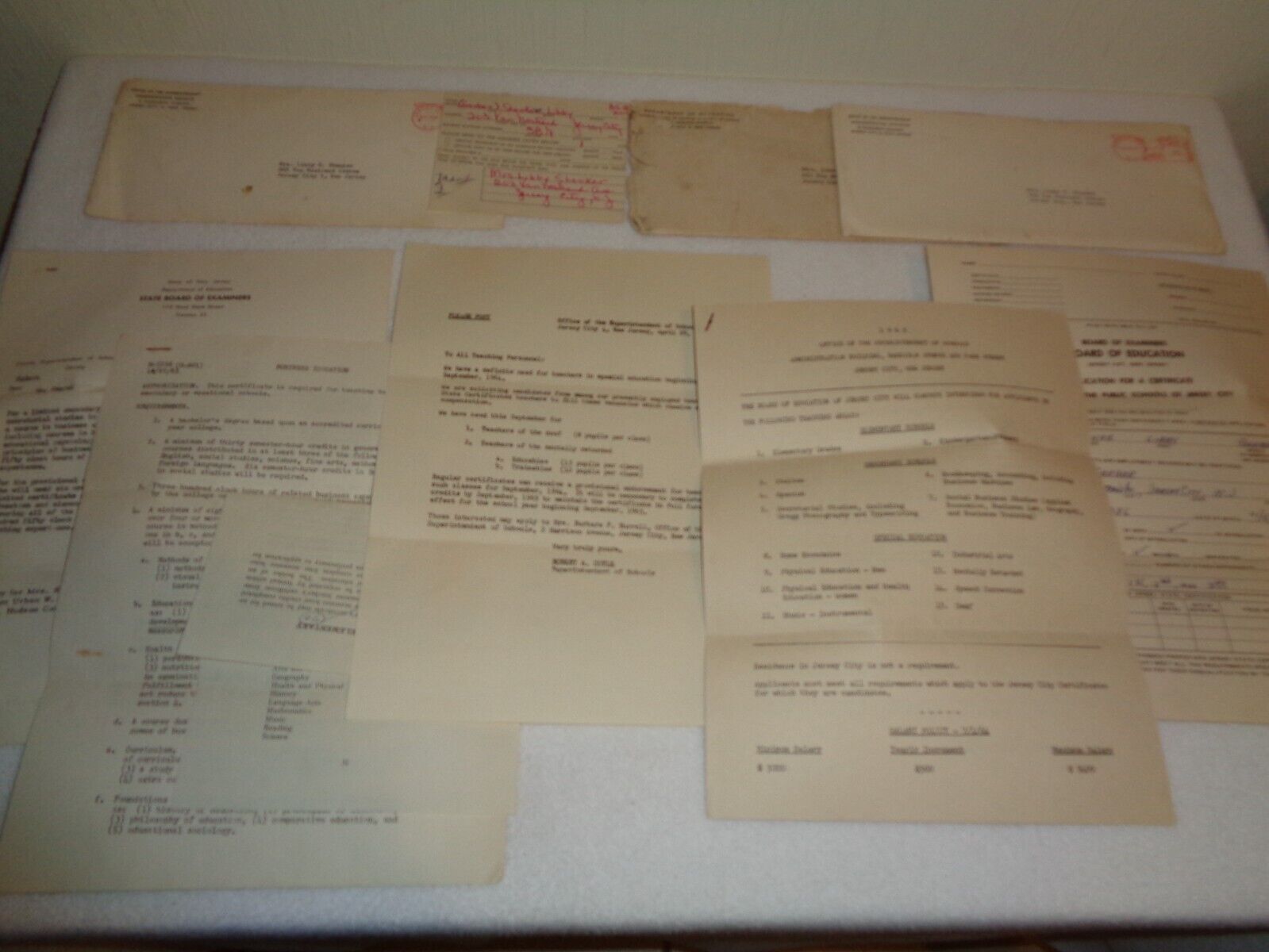 Vintage Teacher's Application Jersey City NJ BOE & Other Papers Ephemera 1960s