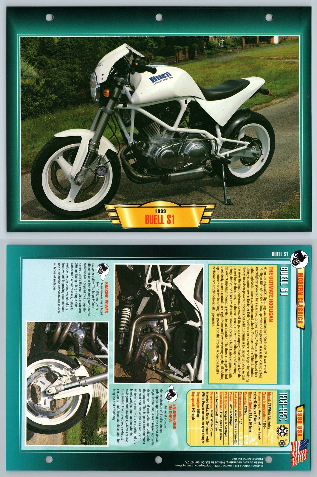Buell S1 - 1999 - Modern Classics - Atlas Motorbike Fact File Card