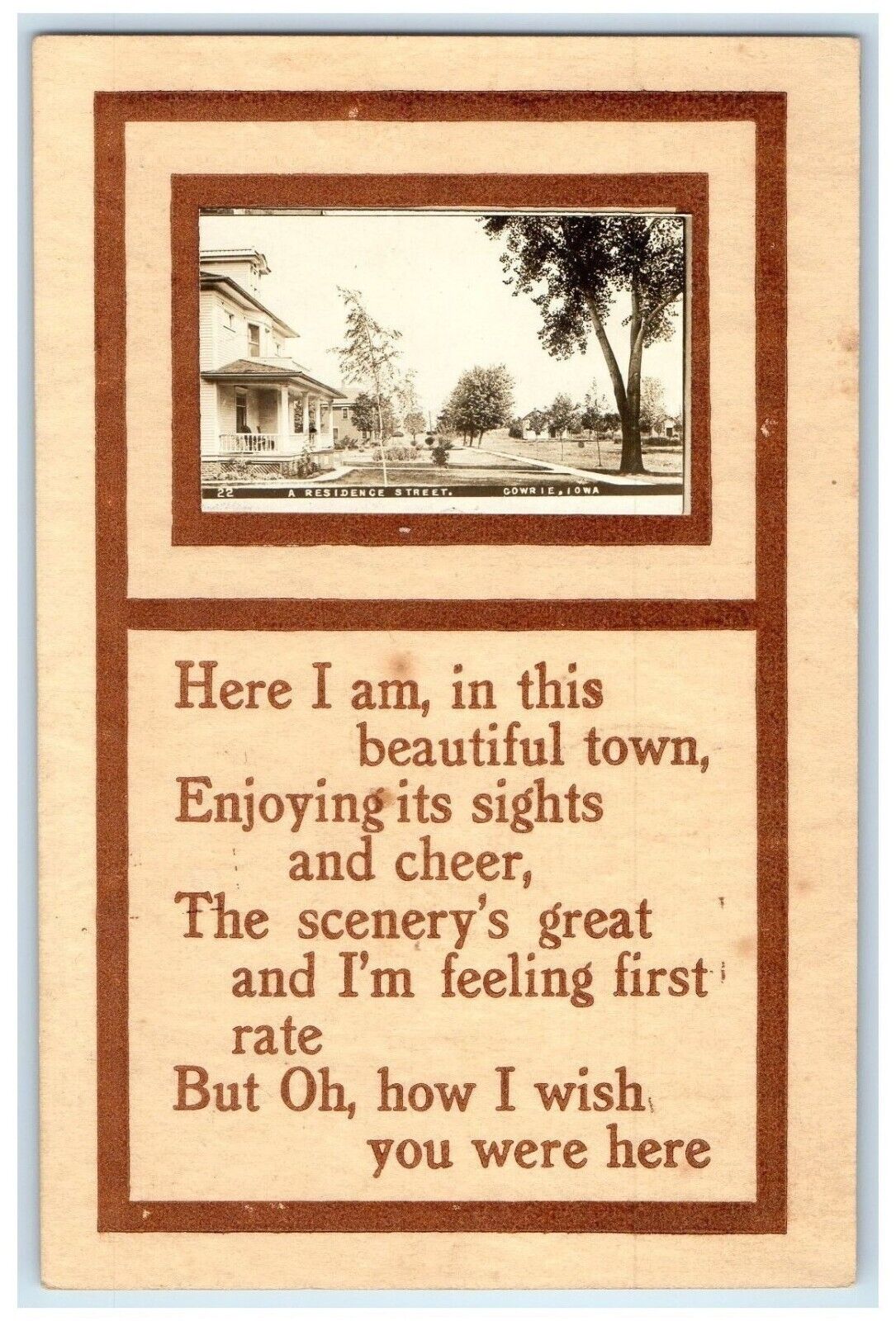 c1910's Residence Street Gowrie Iowa IA RPPC Photo Unposted Antique Postcard