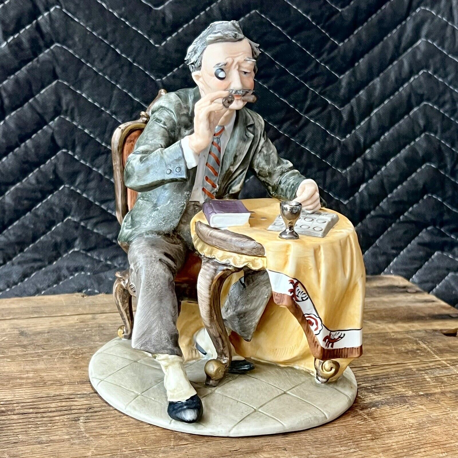Vintage Bisque Figurine The Coin Collector By Pucci For Capidomonte