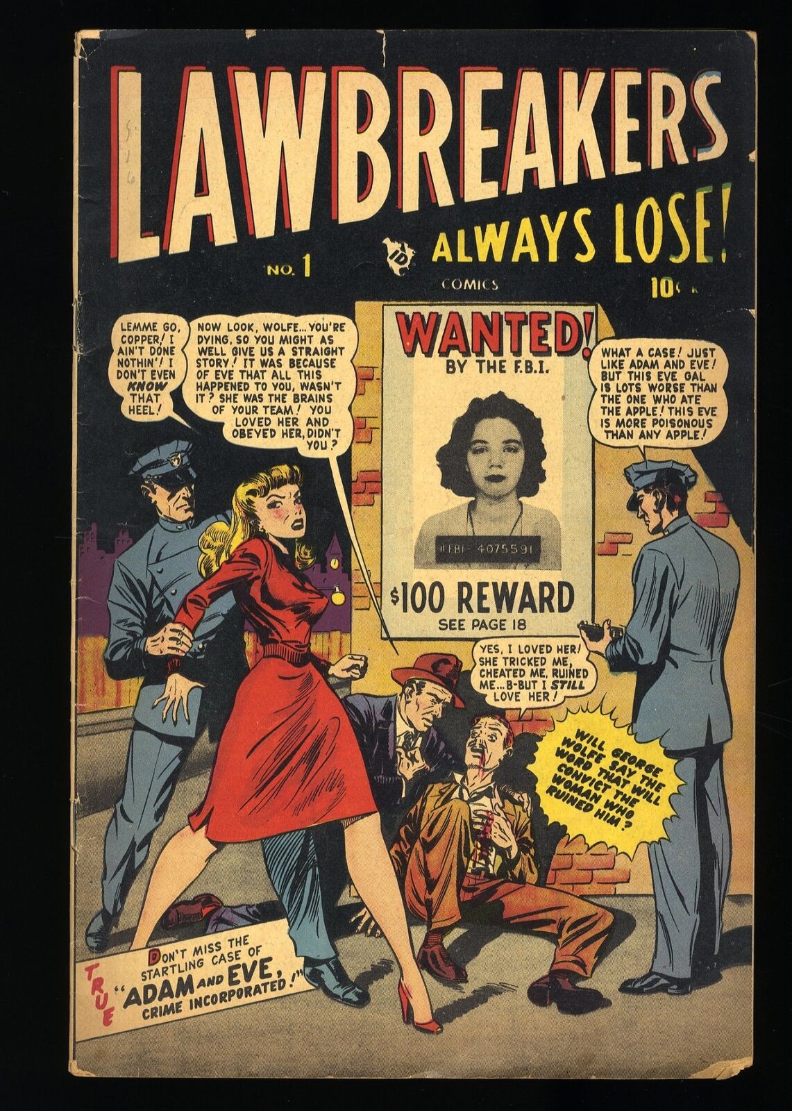 Lawbreakers Always Lose #1 VG+ 4.5 Rare #1 Crime Comic from 1947 Atlas