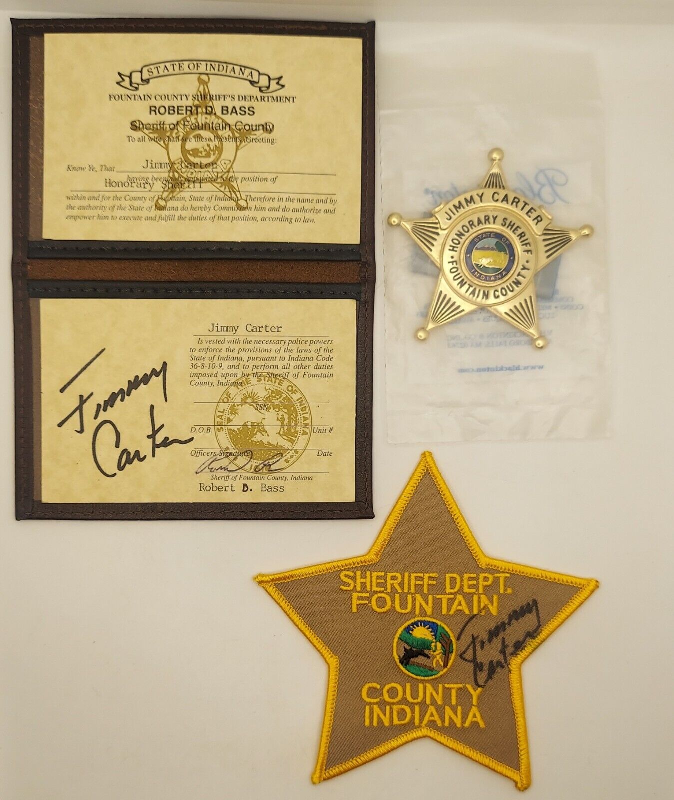 President Jimmy Carter Signed Honorary Indiana Sheriff Group