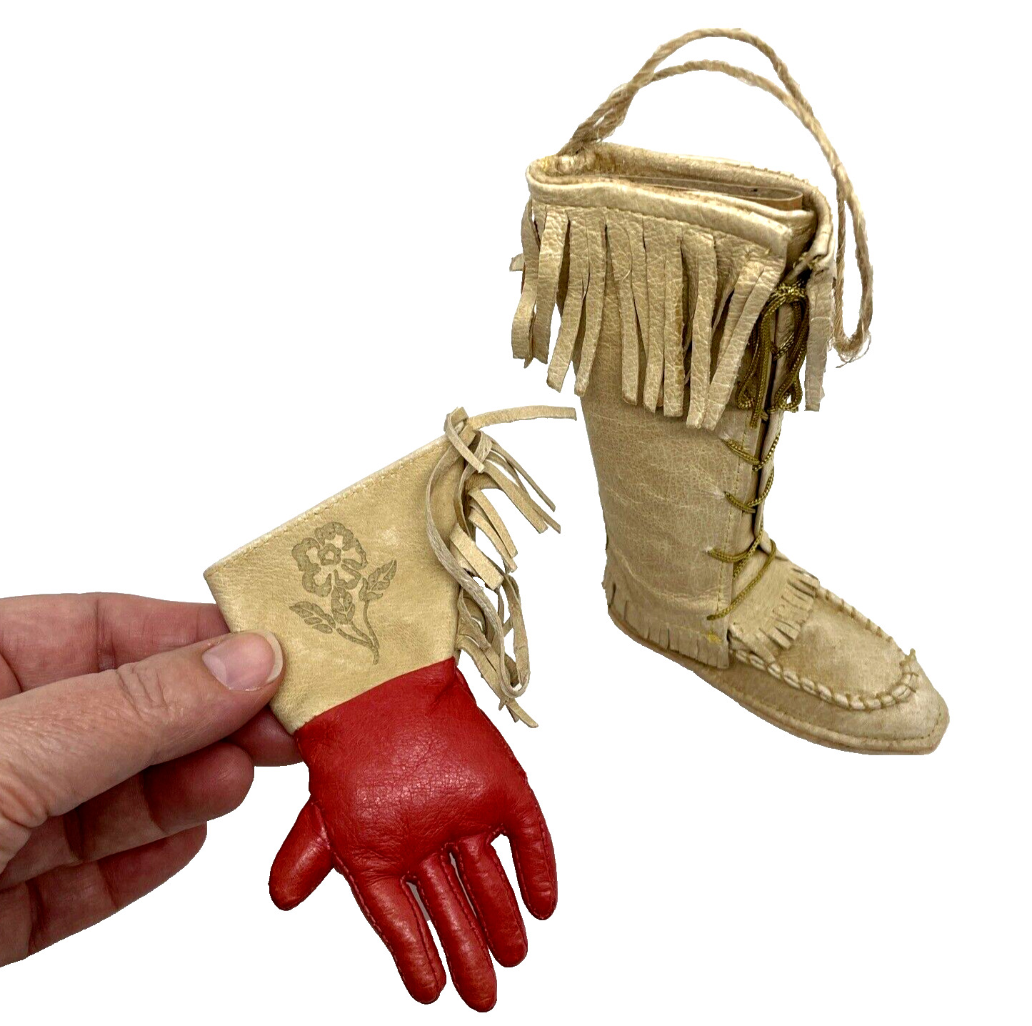 Native American Leather Ornaments Handmade North Plains Buffalo Moccasin Glove