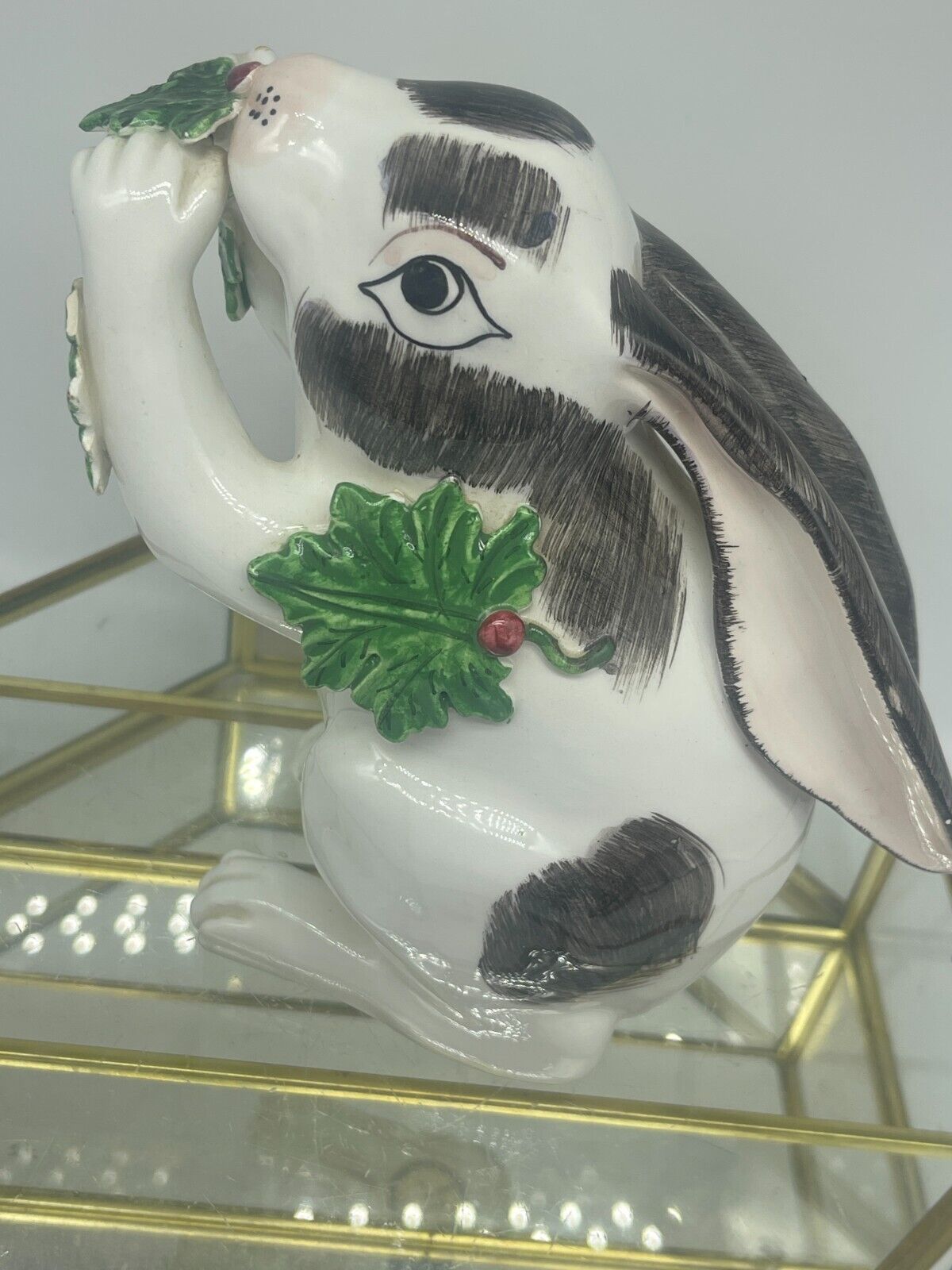 Ceramic Mottahedeh Hand-Painted, Long-eared, Bunny/Rabbit  **READ**