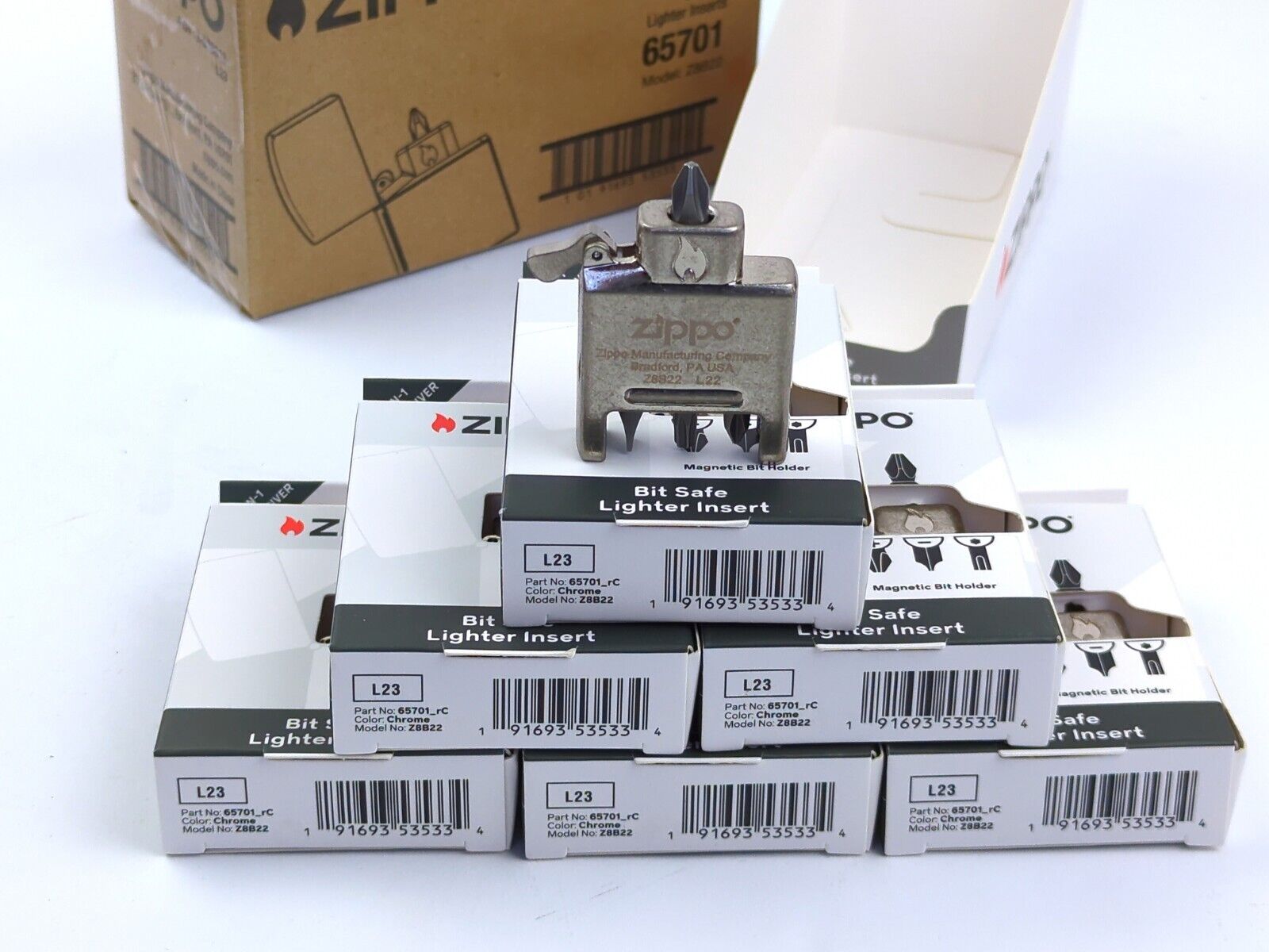 6pk Zippo BIT SAFE 4-in-1 Magnetic SCREWDRIVER Bit Lighter Insert, 65701 - NEW