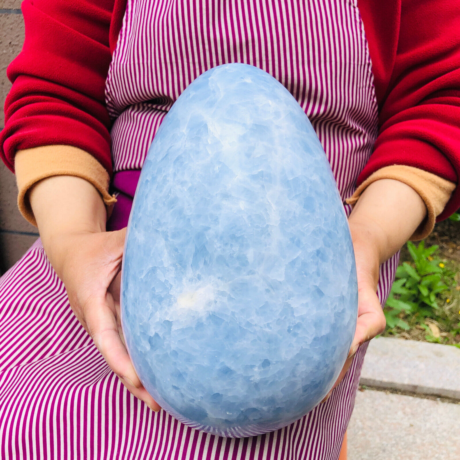 18.15LB Natural Blue Crystal Egg Quartz Crystal Healing Polished Specimen 1205
