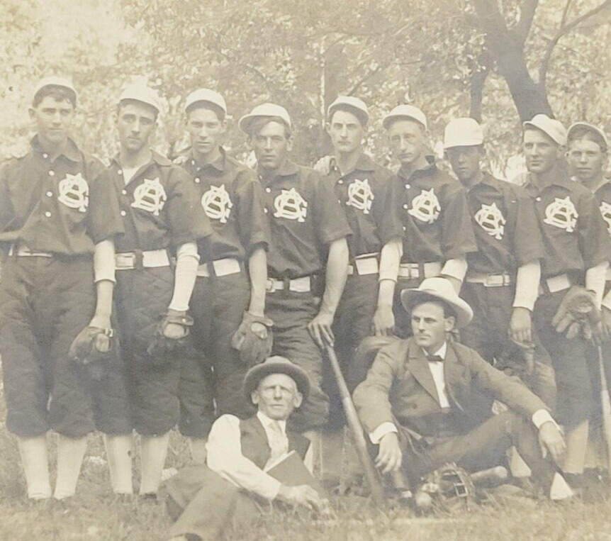 Rare 1908 RPPC Postcard Greenwood Nebraska Baseball Team Cass County NE Sports