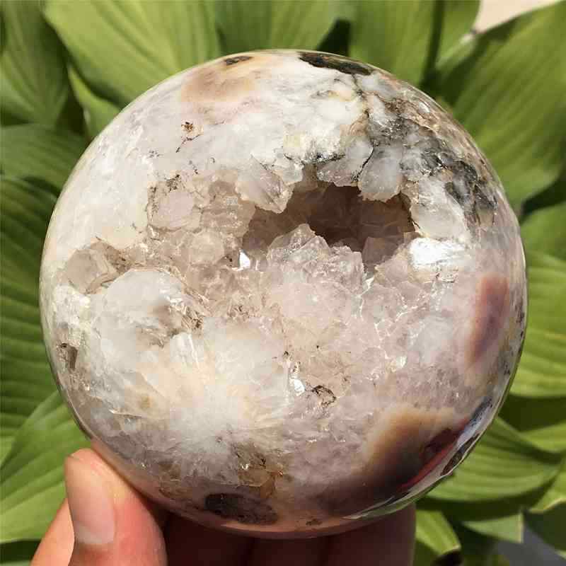 2.05lb Natural Agate Geode Quartz Sphere Crystal Energy Ball Reiki Healing Decor