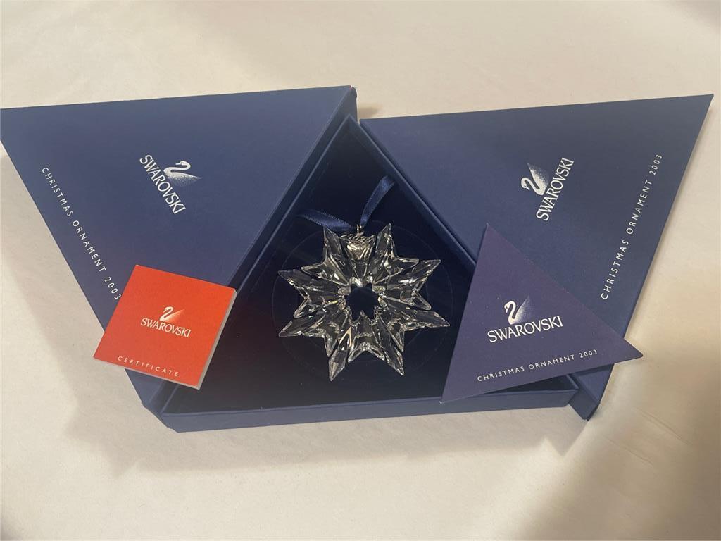 2003 Swarovski Crystal Annual Snowflake Christmas Ornament New w/Boxes Cert