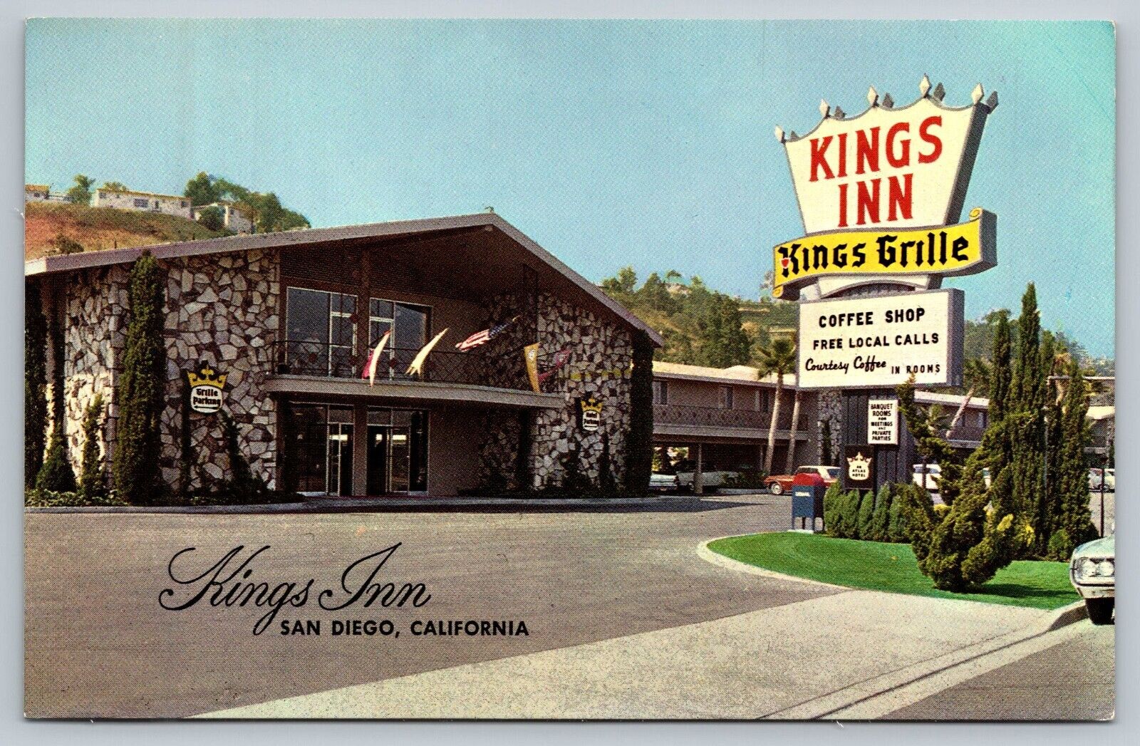 San Diego CA California Kings Inn Motel Hotel 1950s Hwy 80 Vtg Postcard