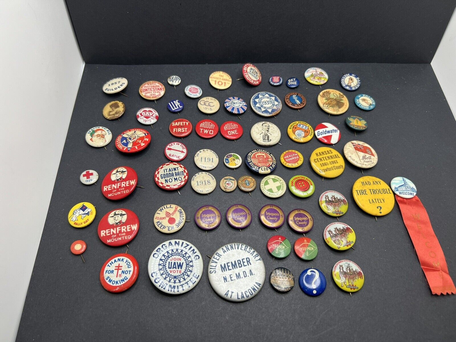 Pin Buttons Political Safety Religion Agriculture Military Etc. Total 63 Vintage