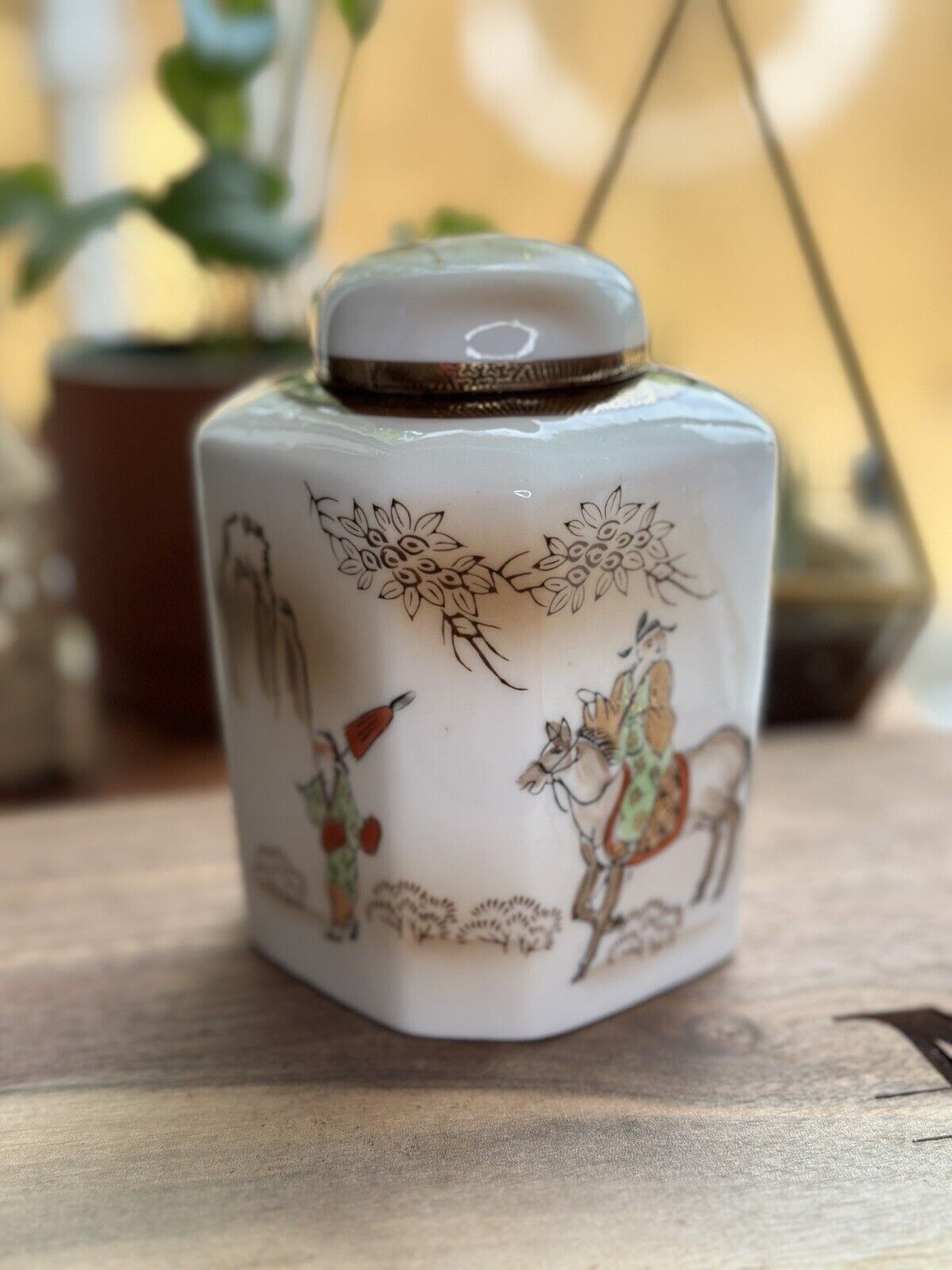 Antique Japanese Porcelain Ginger Jar-Tea Caddy Gold Details