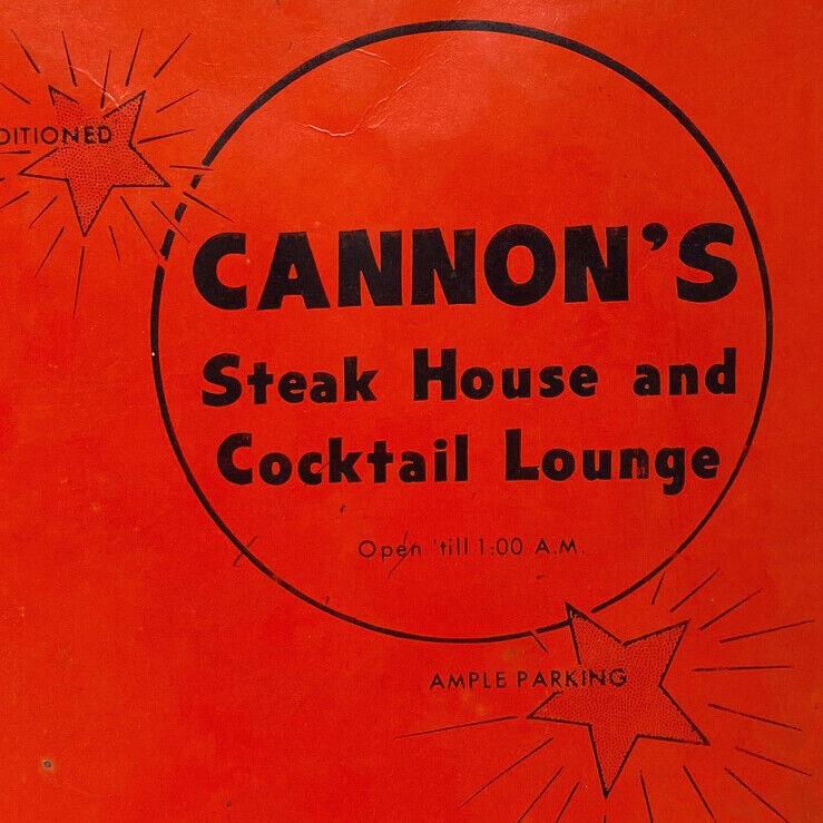 1960s Cannon's Steak House Cocktail Lounge Restaurant Menu Aventura Florida