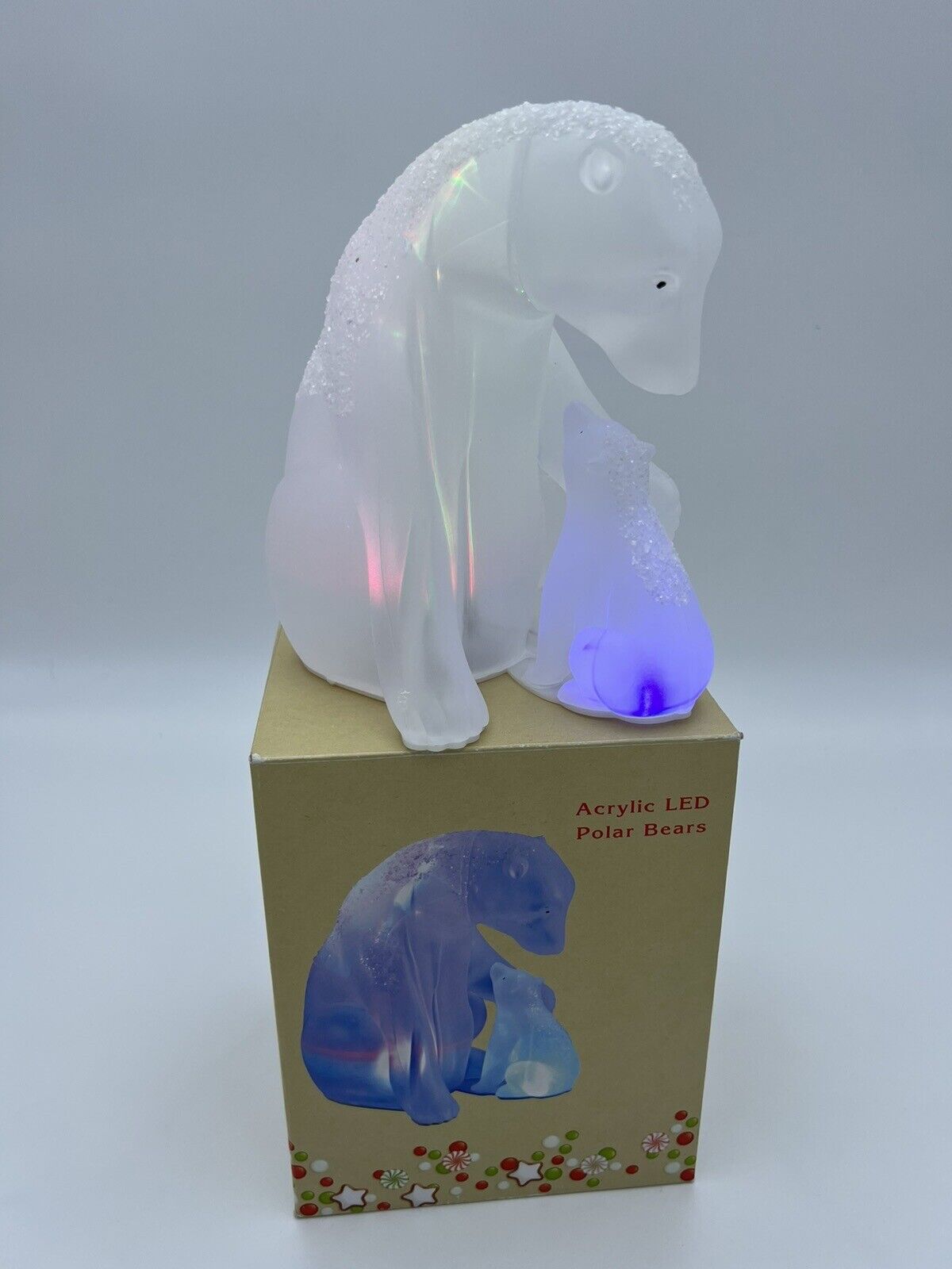 Cracker Barrel Exclusive Acrylic LED Light Up Polar Bears IOB Works