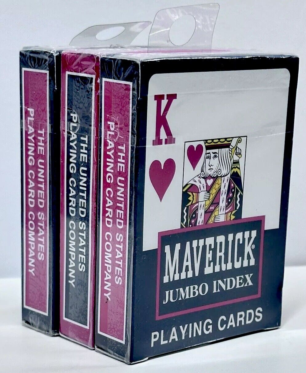 3 Maverick Vintage Playing Cards Decks Jumbo Index Model 1206 New Sealed Bundle