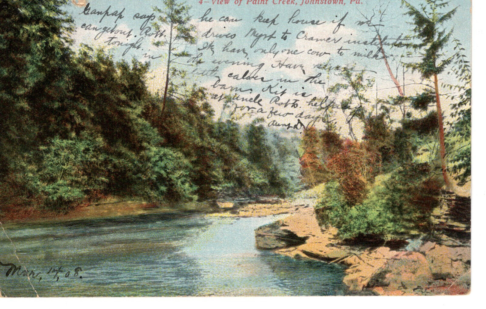 Vintage Postcard PA Johnstown Paint Creek c1908 -776