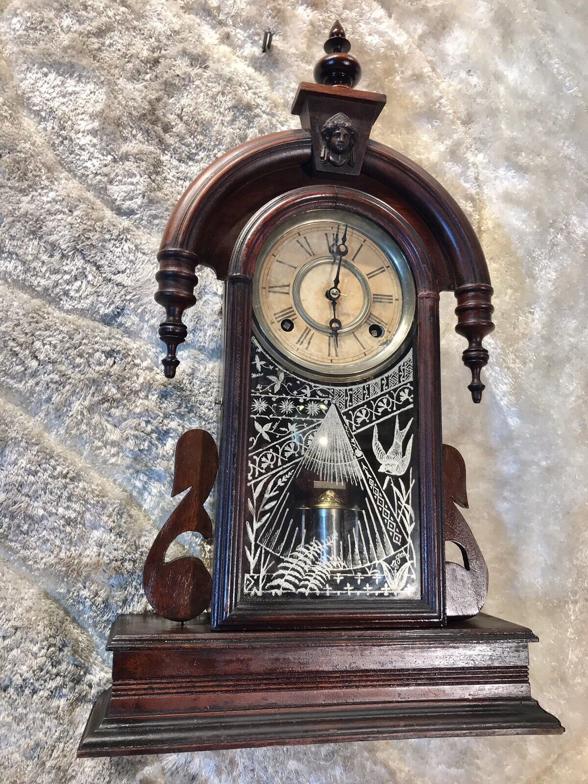 1882 VINTAGE ANTIQUE ANSONIA PARISIAN PARLOR STRIKES,CLOCK,WALNUT CASE
