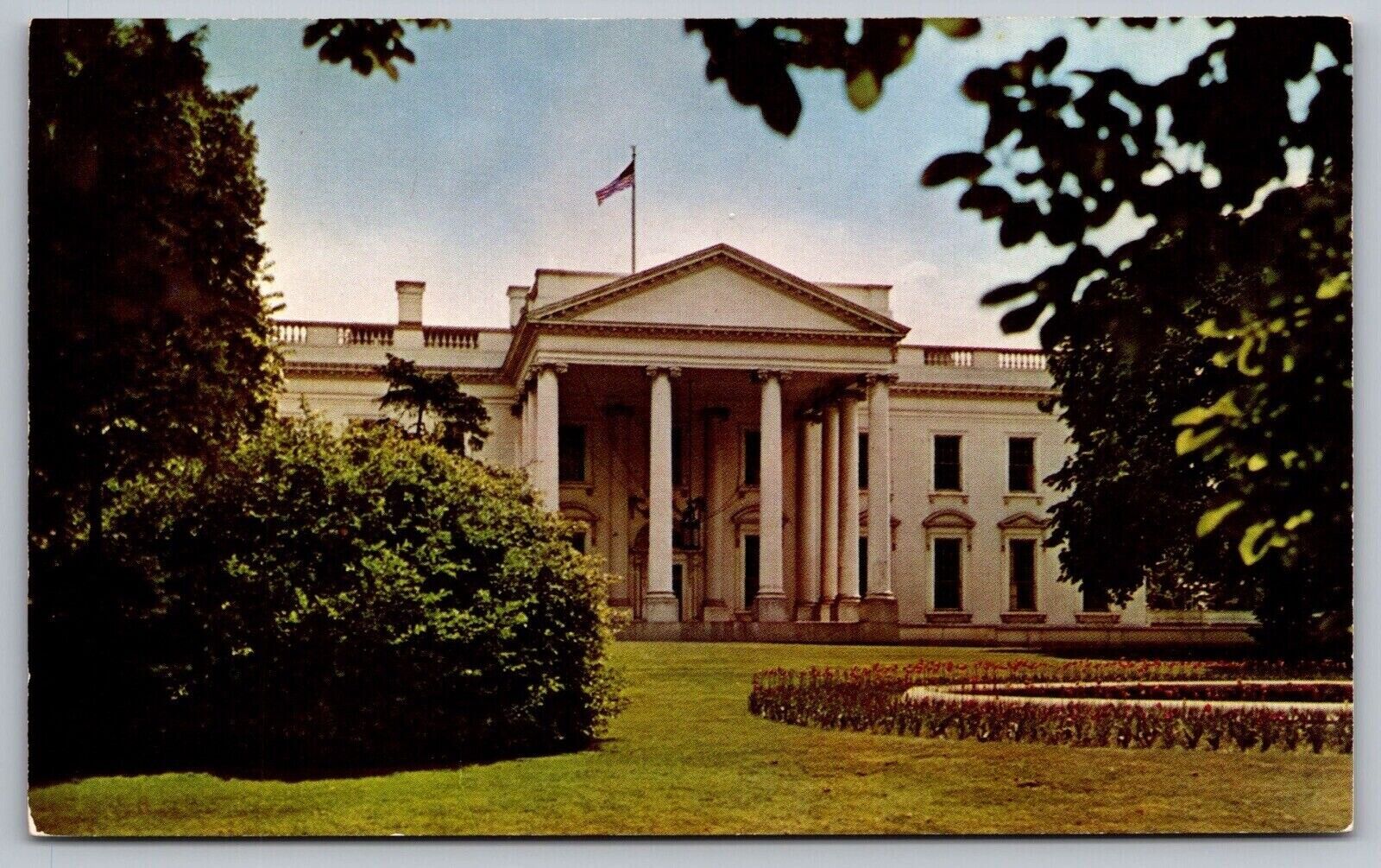 North Front White House Washington DC Government Building American Flag Postcard