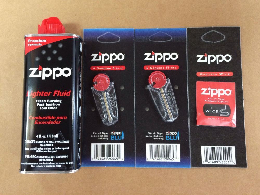Zippo 4 fl oz (118ml) Fuel Fluid & 12 Flints & 1 Wick Value pack Combo Set