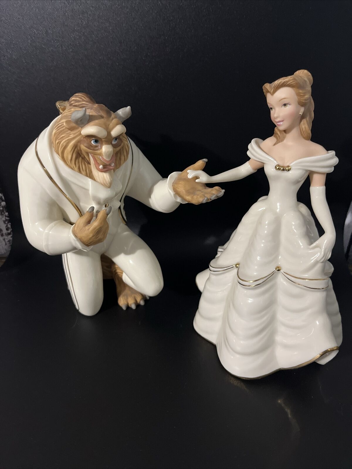 Lenox Disney Showcase Beauty and The Beast Figurines Belle and The Prince