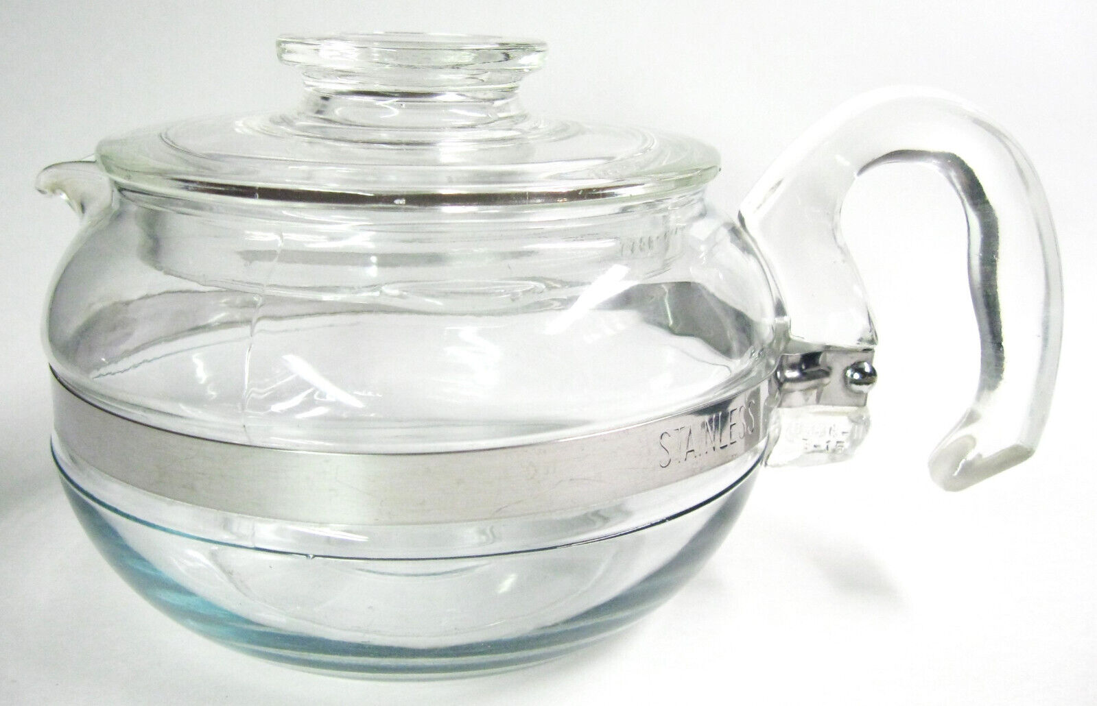 Exc Cond Vintage 1950s-70s Pyrex Flameware Glass Teapot, 6 Cup, Squeaky Clean