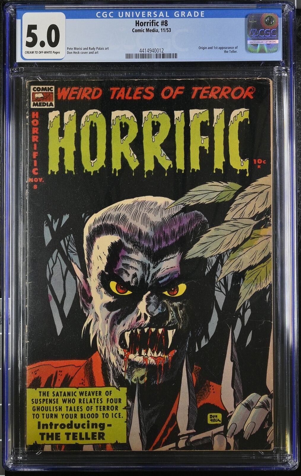 Horrific #8 - Comic Media 1953 CGC 5.0 Origin and 1st appearance of the Teller.