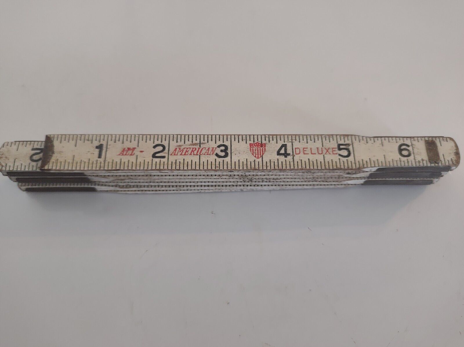 Vintage All American Deluxe Folding Ruler Zig Zag White Made USA
