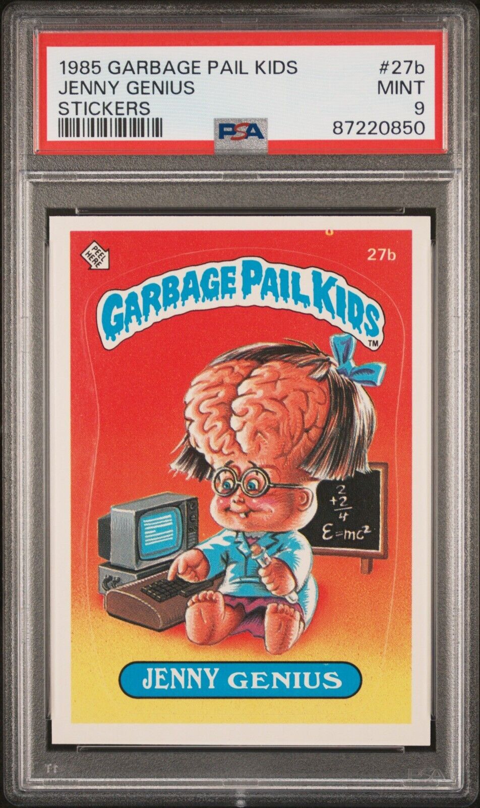 1985 Topps OS1 Garbage Pail Kids Series 1 Jenny Genius 27b Matte Card PSA 9 MINT