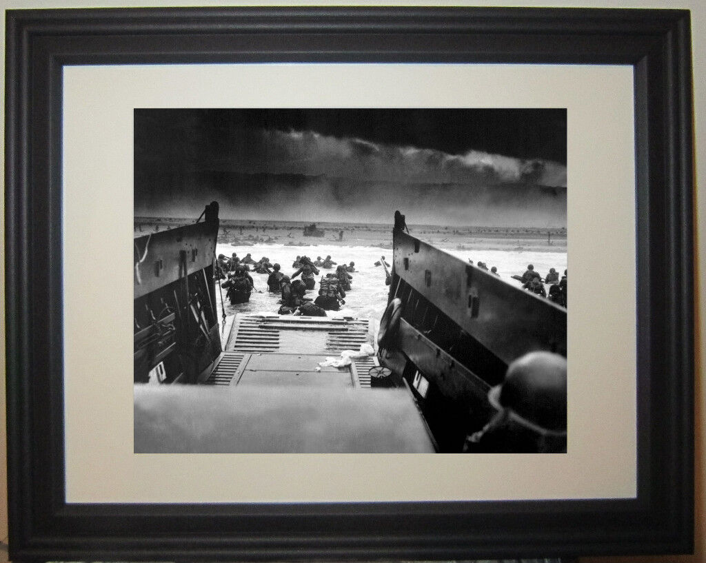 D-day U.S. Allied Invasion Omaha Beach Normandy World War II WWII Framed Photo