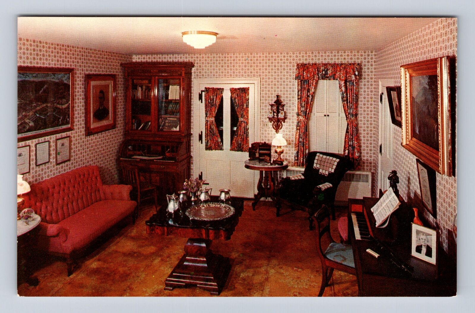 Peninsula OH-Ohio, Jonathan Hale Homestead Living Room, Antique Vintage Postcard