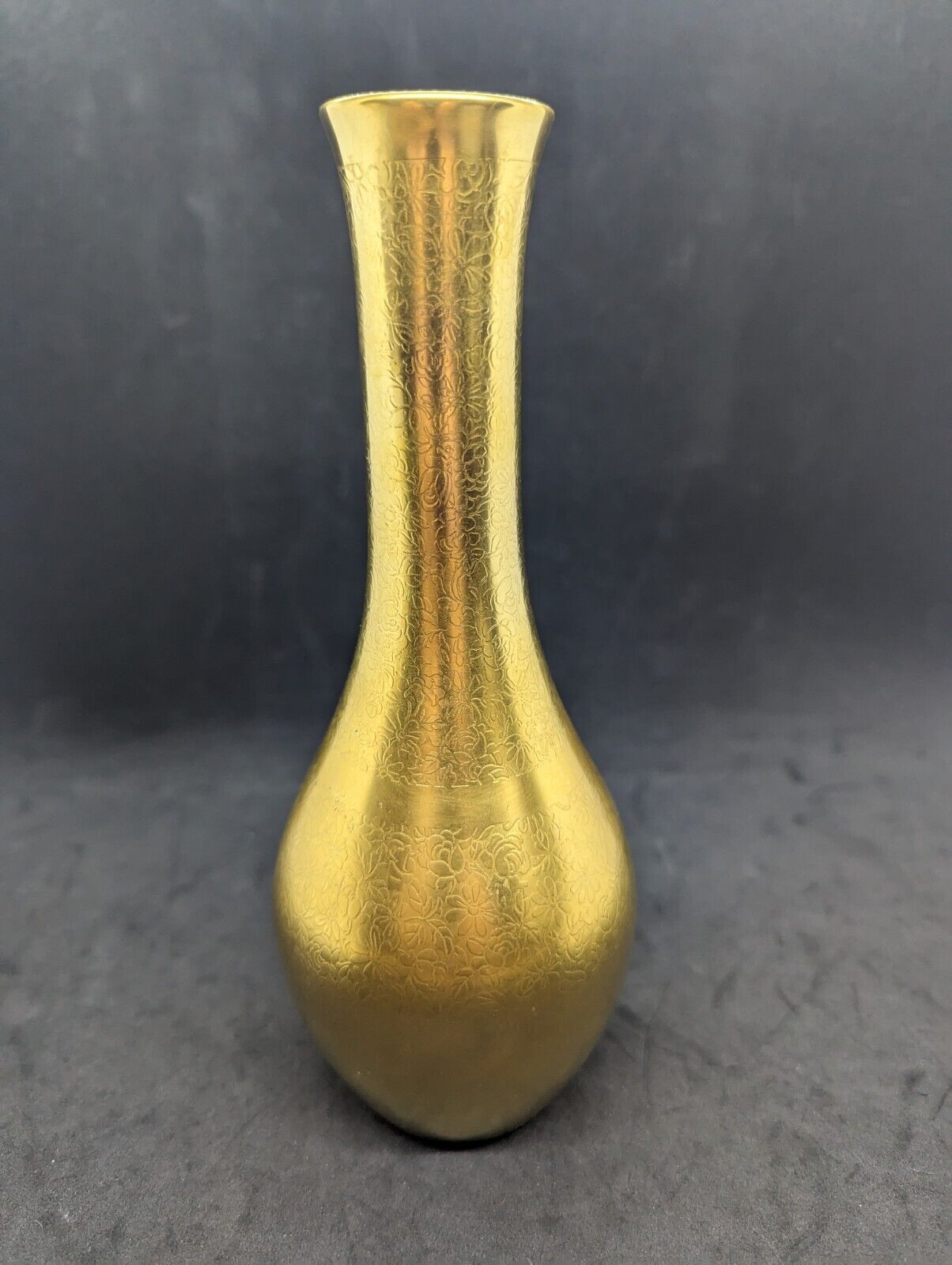 Vtg Pickard China Gold Vase Etched Florals  8” X 3” #843 USA