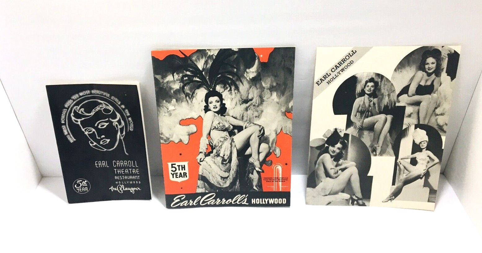 ORIG 1940's HOLLYWOOD EARL CARROLL THEATRE LOT PROGRAM, MENU & PLAYGOER GIRLS