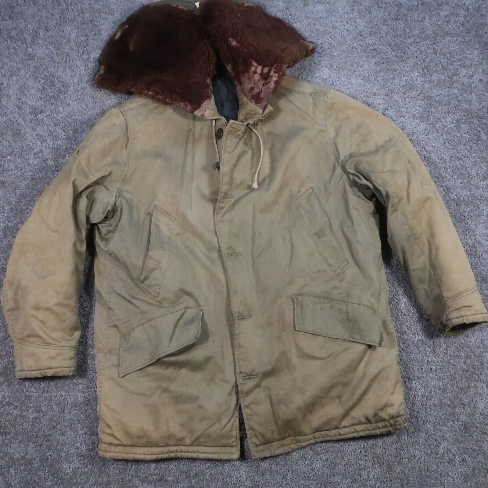 Vintage Post WWII USAF B-9 Parka Cold Weather Coat Jacket US Military Distressed