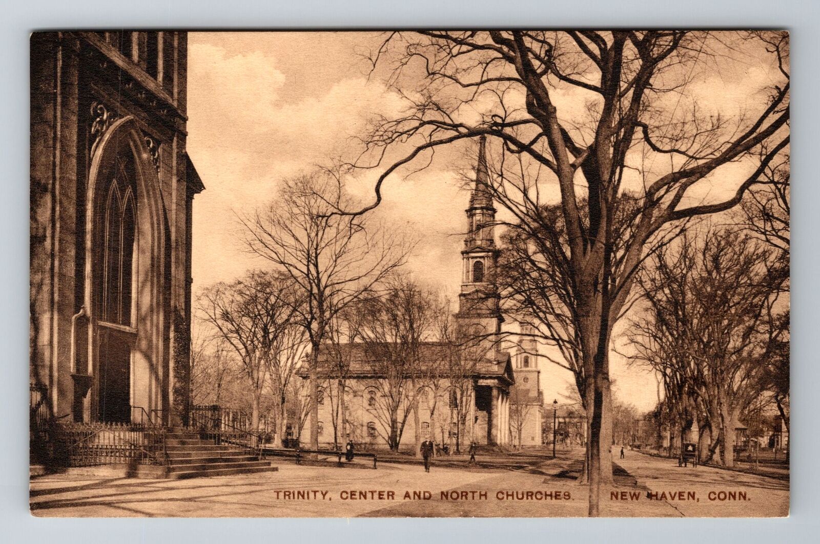 New Haven CT-Connecticut, Trinity, Center And North Churches, Vintage Postcard