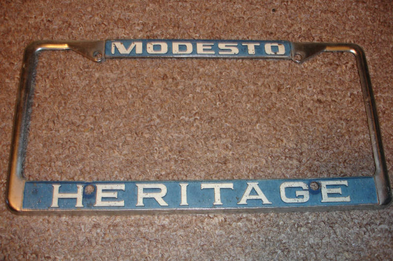 Modesto Ca Heritage Dealer Embossed Holder Metal Tag License Plate Frame