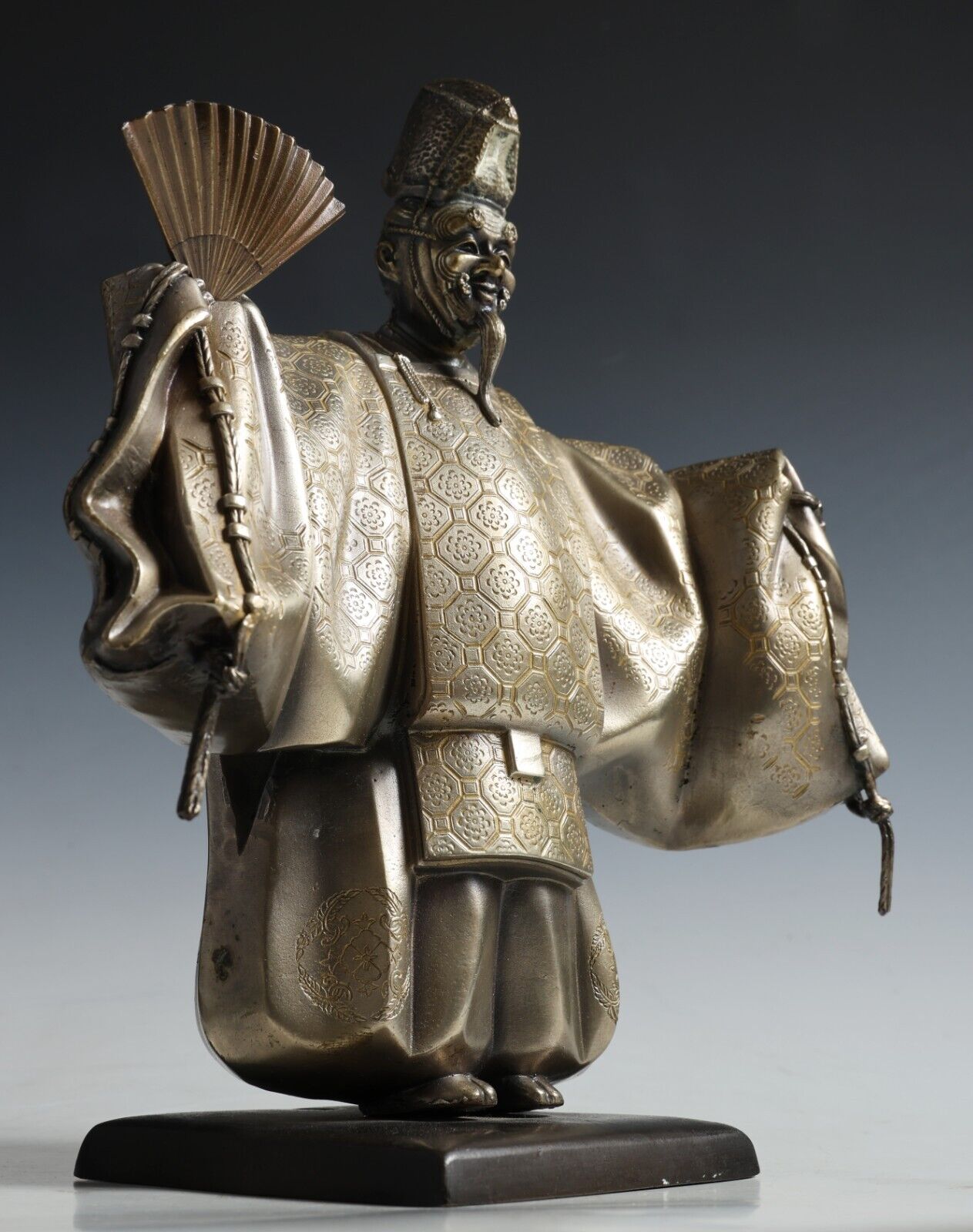 Rare Old Vintage Product Japanese Noh Takaoka Bronze Figure OKINA Dancer Tsushim