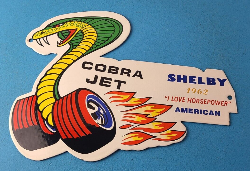 Vintage Ford Motors Sign - Cobra Jet Sales Service Shelby Gas Oil Porcelain Sign