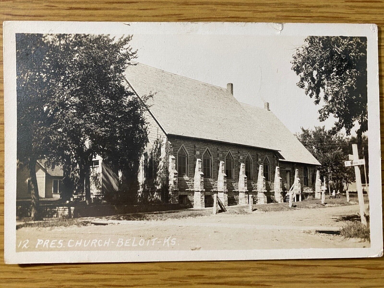 1913 RPPC: BELOIT, KANSAS antique real photograph postcard PRESBYTERIAN CHURCH