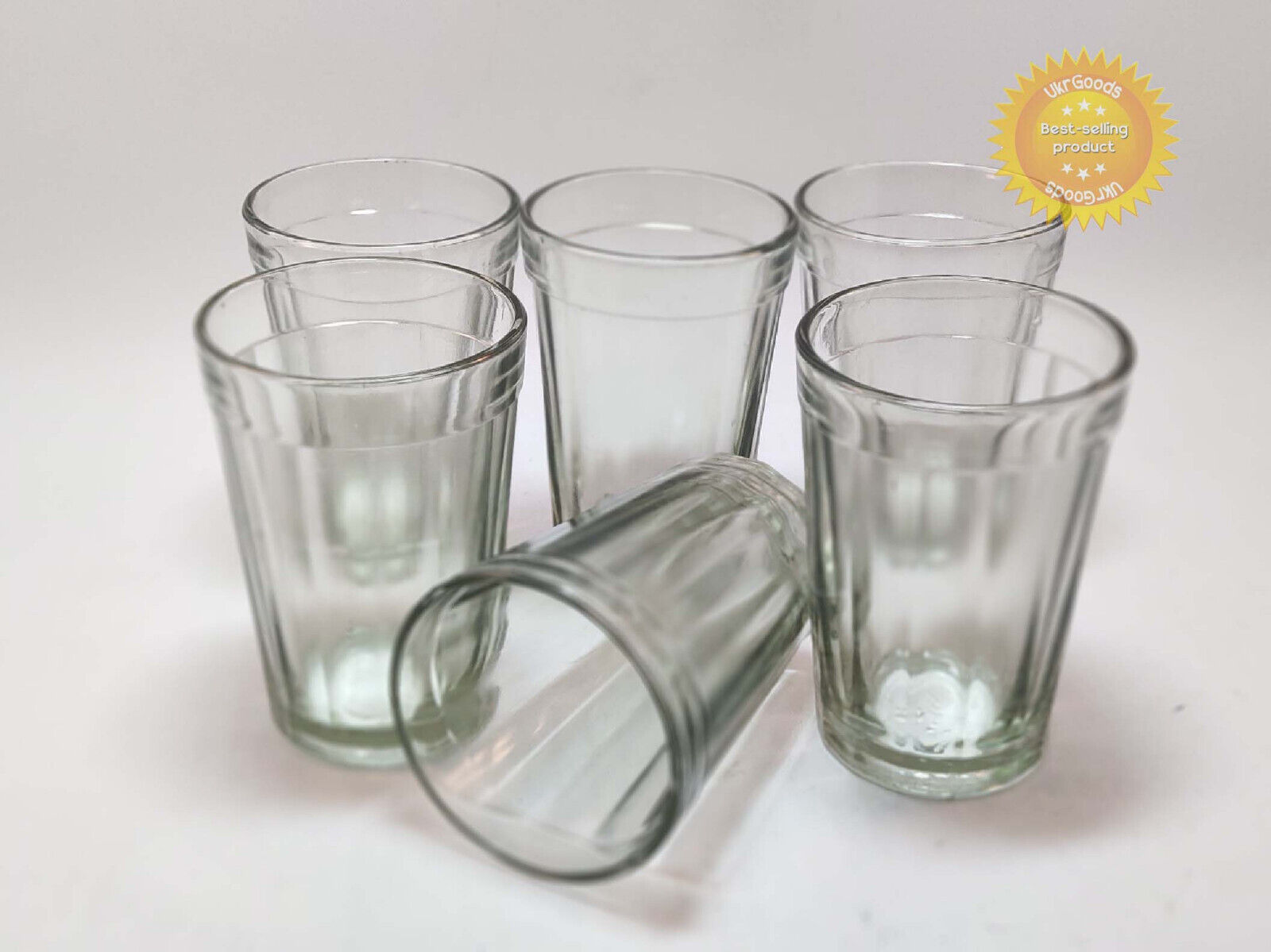 6 pcs Faceted Old USSR Glass Granenny 50-60' years Stakan Soviet Tea Vodka 220ml