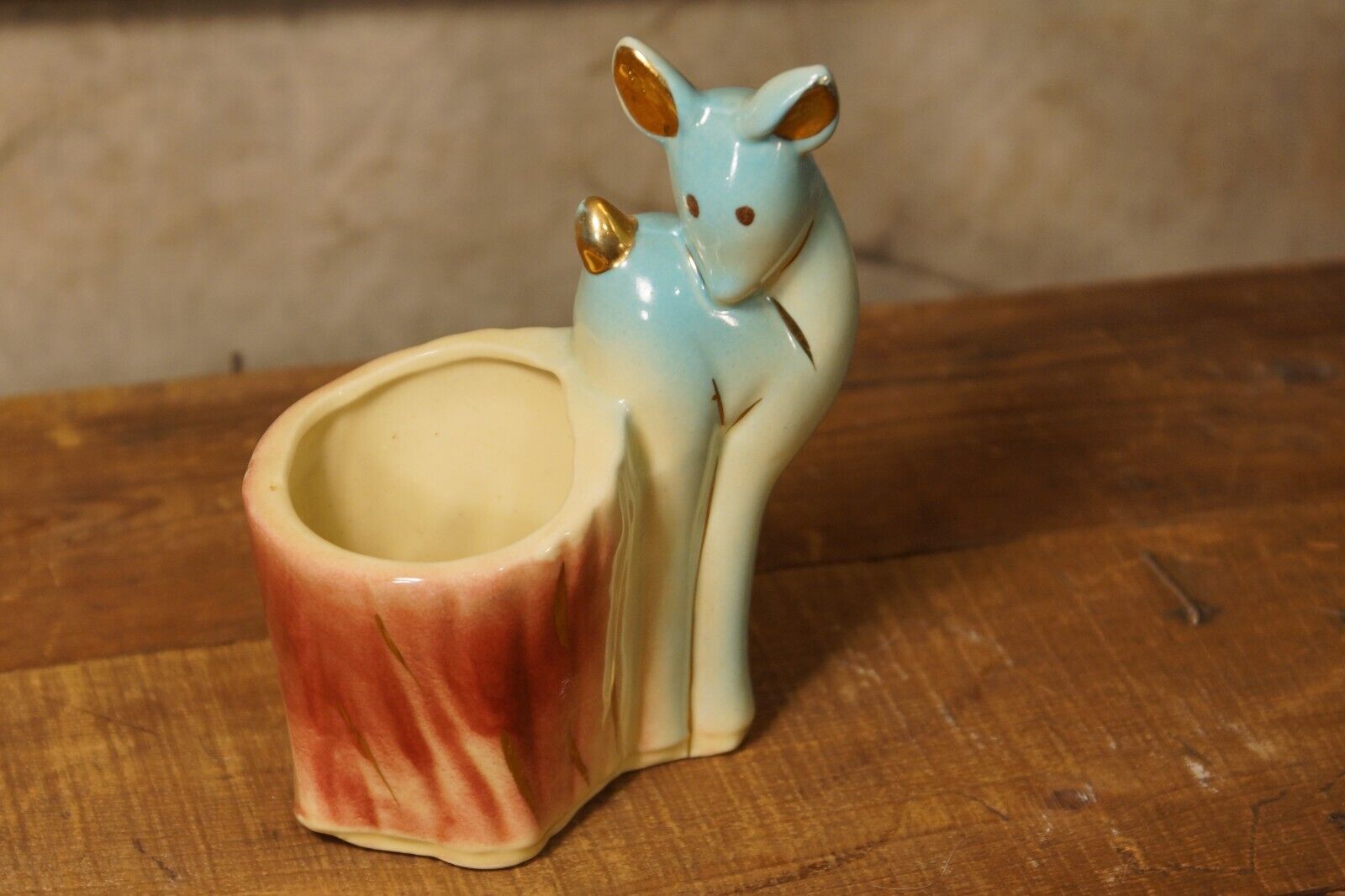 Vintage MCM Ceramic Planter Deer Doe Vase Japan Colorful