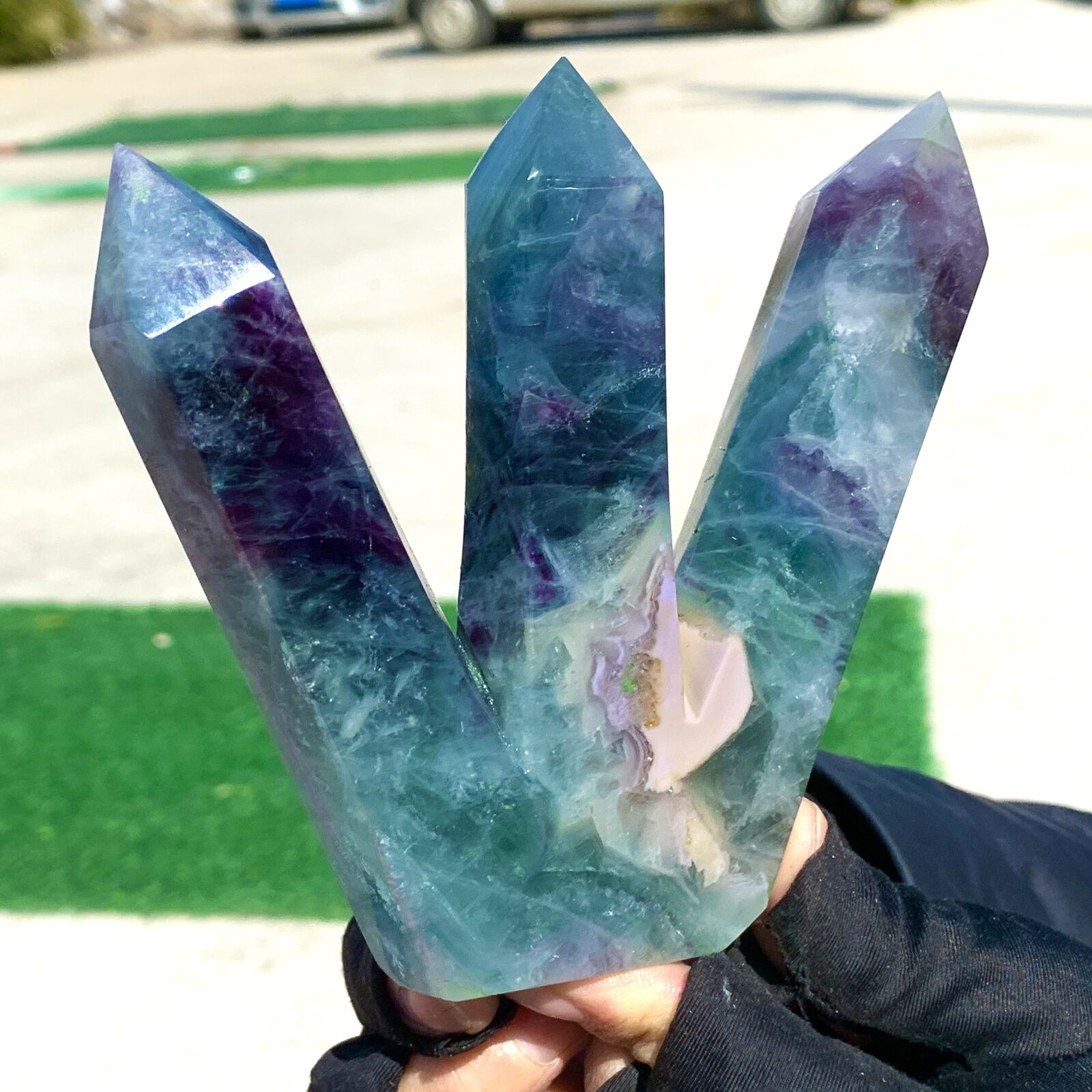 1.21LB Natural colour Fluorite Crystal obelisk crystal wand healing