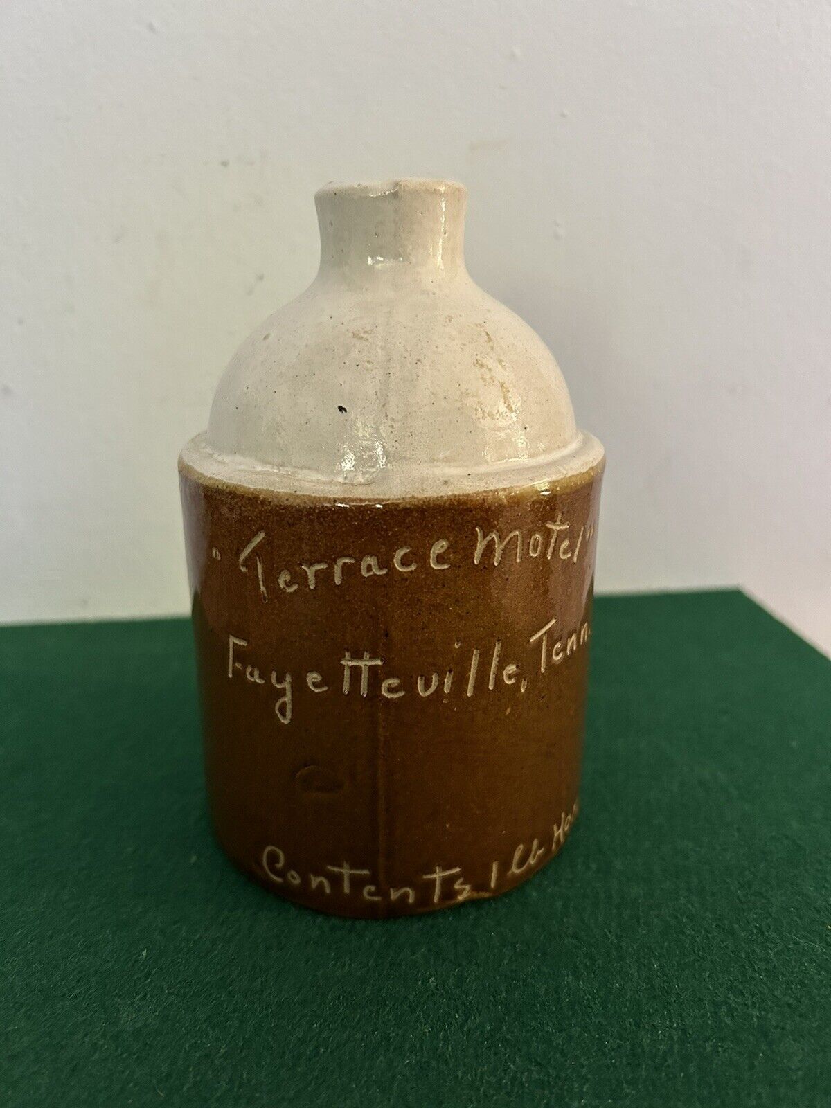 1950s Etched Fayettville Tennessee Advertising Stoneware Jug