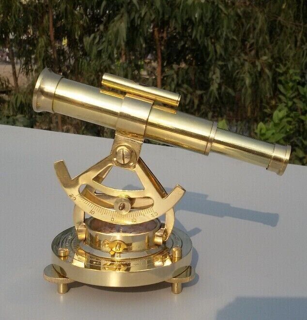 Vintage Compass Brass Theodolite Alidade Transit Telescope Antique Gift