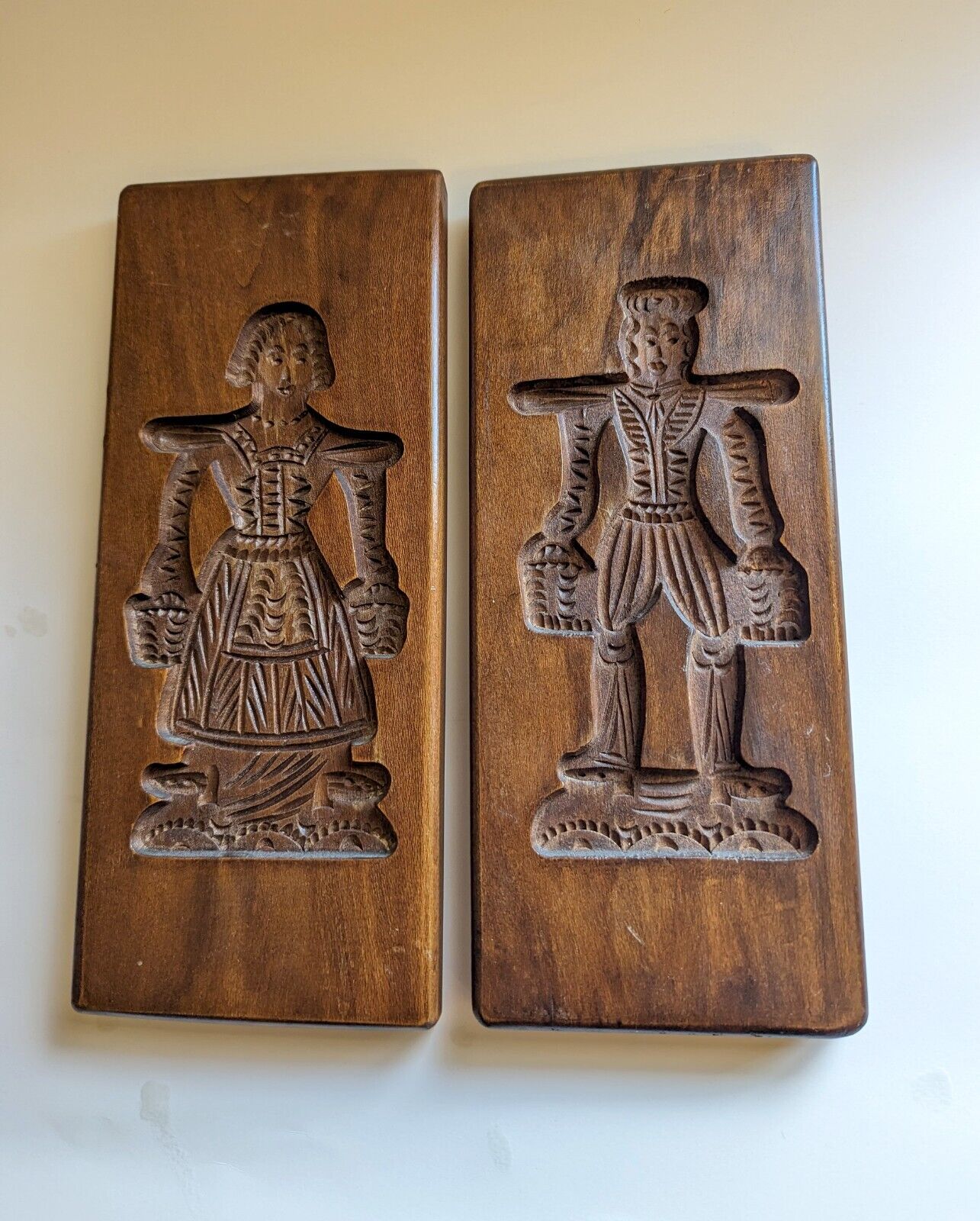 Pair of Vintage Wooden Dutch Cookie Molds - Kitchen Decor- Made in Holland 