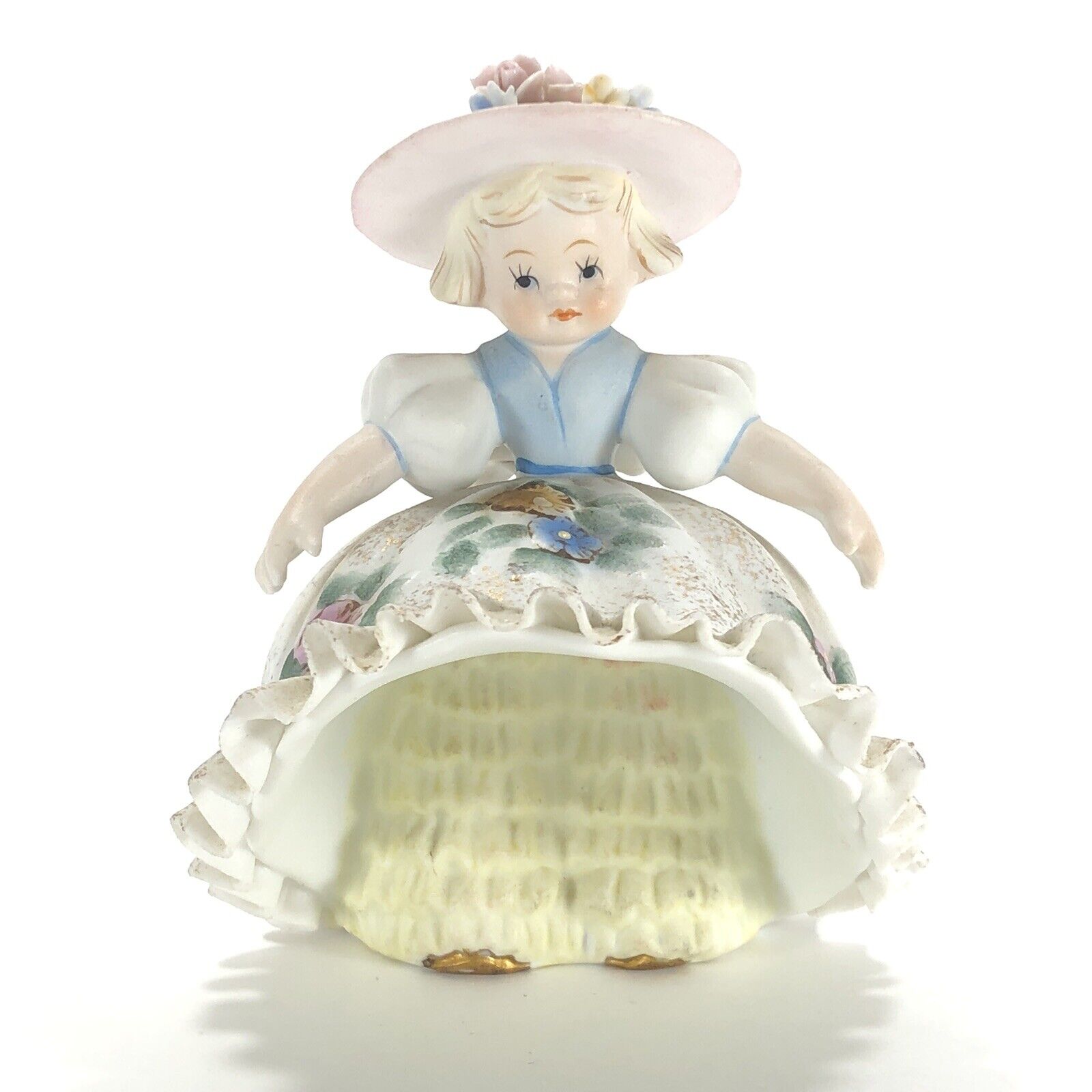 Vintage Lefton Porcelain Bloomer Girl Figurine KW1702 3.5-in High