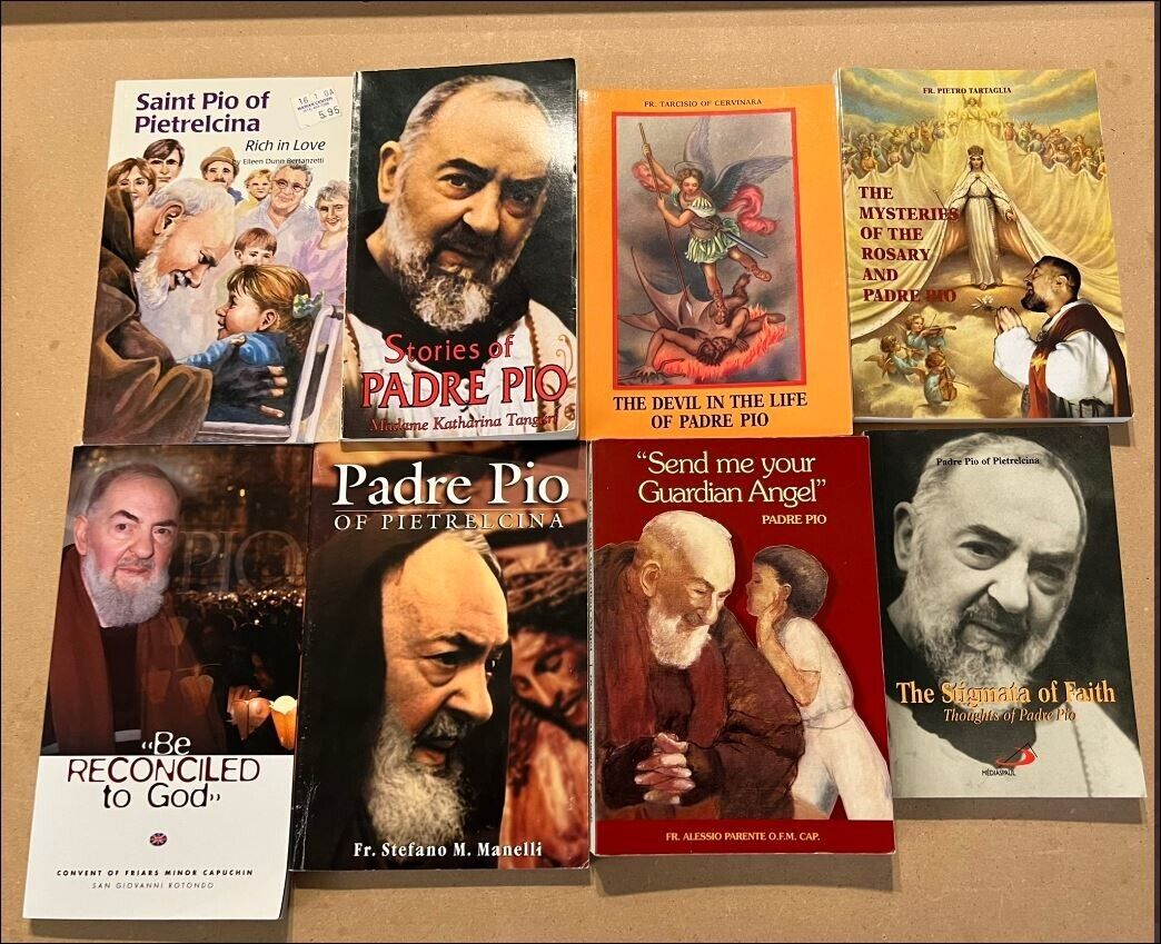 Lot Of 8 Vintage Catholic Religious Padre Pio Books , Valued At Over $200